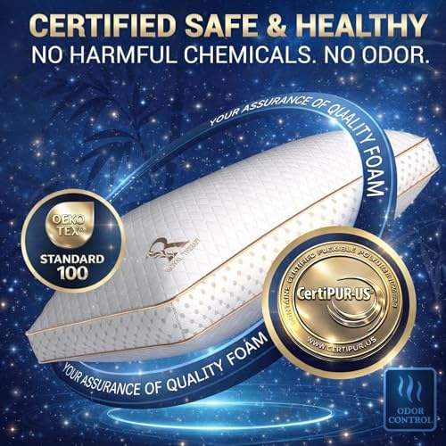 Royal Therapy 2-Pack King Memory Foam Pillow, Adjustable Shredded Odor-Free Pillow for Neck & Shoulder Pain Relief, Support for Back, Stomach, Side Sleepers, AirFlowPRO