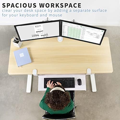 VIVO Large Clamp-on Computer Keyboard and Mouse Under Desk Slider Tray, 27 x 11 inch Pull Out Platform Drawer, White, MOUNT-KB05W