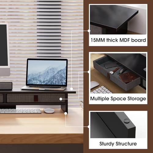 Fenge 35 Inch Monitor Stand with Drawer Storage, Computer Riser for Desk