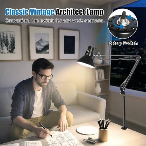 LED Clamp on Desk Lamp, 360°Adjustable Swing Arm Desk Lamp