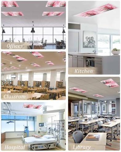 Pink Snowman Magnetic Fluorescent Light Covers for Ceiling Lights 2 x 4 Feet,Christmas Tree Forest Vintage Painting Office Classroom Kitchen Drop Ceiling Light Covers Filters Shade Panel 3 Packs
