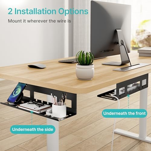 PEGZONE Under Desk Cable Management Tray, 15.7'' Screw-Mount Steel Rack