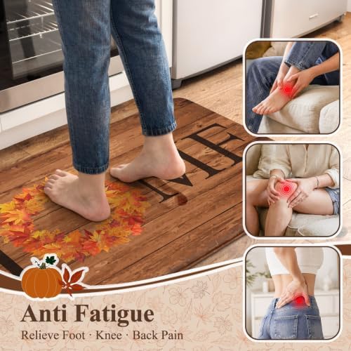 KIMODE Fall Kitchen Mat Anti Fatigue Cushioned Kitchen Rugs Sets of 2 Decor