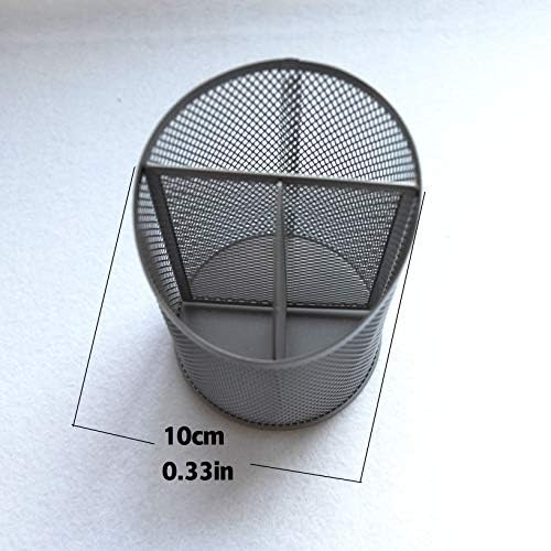 Fengtaiyuan T07, Silver Metal Wire Mesh Pencil Holder, Desktop Organizer (Silver-T07)