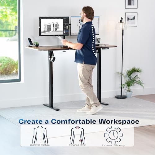 VIVO Rustic Vintage Brown 63 x 32 in Standing Desk, DESK-KIT-1B1N
