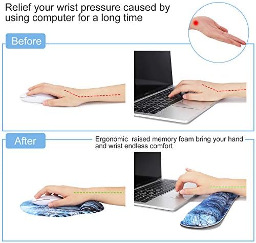 Mouse Pad Keyboard Wrist Rest, Gel Non Slip Rubber Wrist Support Rest Mouse Pad for Home Office, Computer Laptop Desk Typist Gamer, Comfy Cushion Mousepad with Memory Foam Ergonomic, Galaxy Forest