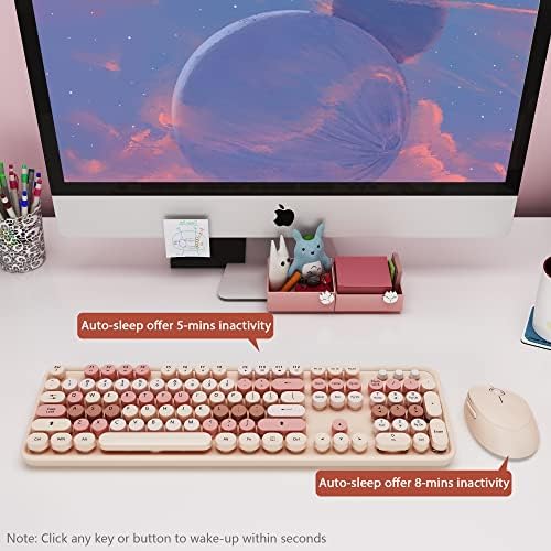 Wireless Keyboard and Mouse Cute Retro Typewriter for PC