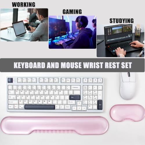 Gel Wrist Rest for Keyboard and Mouse, Pink Wrist Rest Set