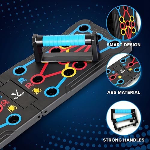 Foldable Push Up Board - Home Workout Equipment with Color-Coded System - Multi-Functional Push-Up Stands for Strength Training, Chest, Arms & Core - Portable Gym for Men & Women