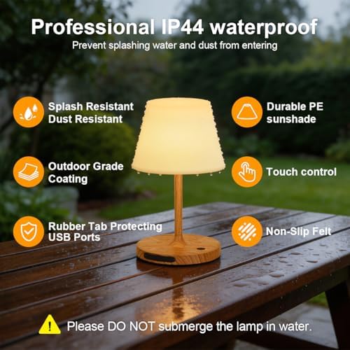 Portable Waterproof Shower Lamp,Cordless Rechargeable Table Lamp