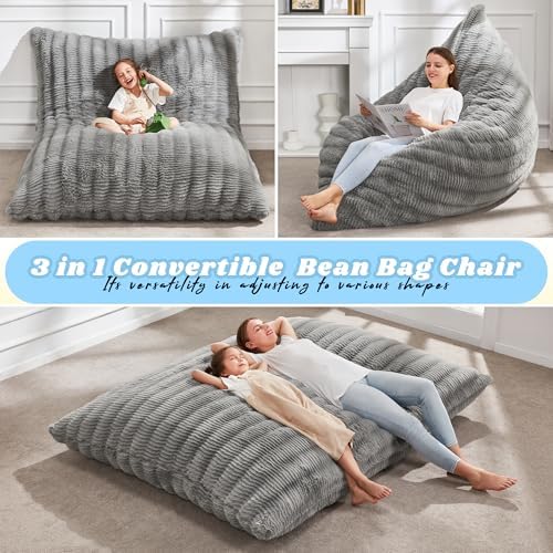 Hobestluk Adult Bean Bag Chair 3 in 1 Convertible Large Bean Bag Sofa