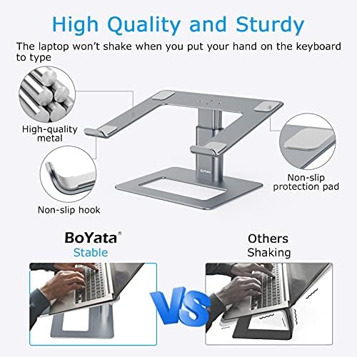 BoYata Laptop Stand, Height Adjustable Laptop Riser for 11-17" Laptops