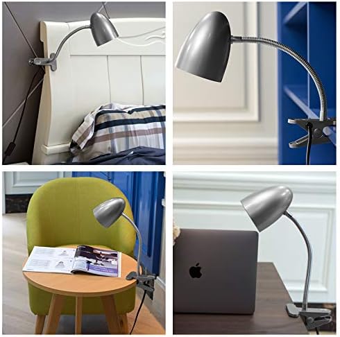E ENERGETIC LIGHTING Desk lamp with Clamp, Non-Dimmable Clip Light for Bed and Desk, 4000K Cool White, 3.5W 240 LM lamp, Eye Protection, ETL Listed