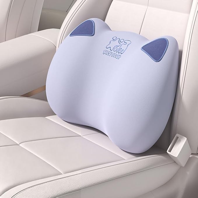 Latex Car Lumbar Support Pillow, Ergonomic Car Back Cushion, Car Seat Back Support for Driving Lower Back Pain Relief Waist Pillow (Blue)