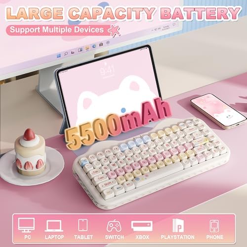 YUNZII C75 Cute 75% Wireless Mechanical Keyboard (Beige, Candy Switch)