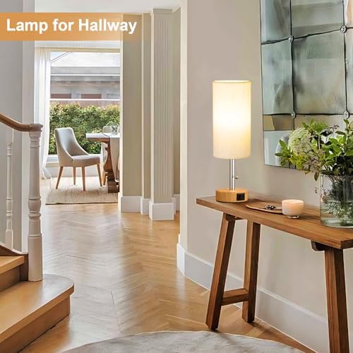 Bedside Table Lamp for Bedroom Nightstand - Small Desk Lamp with USB Ports