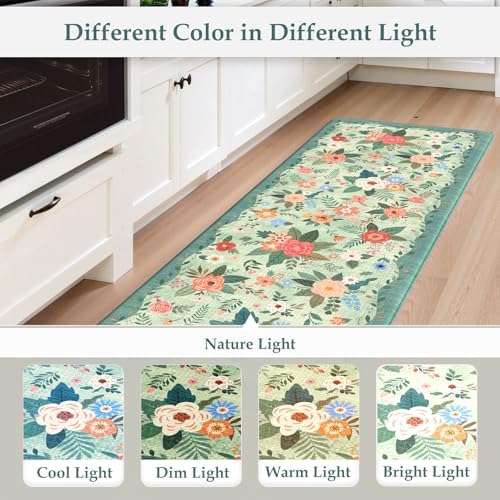 KIMODE Anti Fatigue Mats for Kitchen Floor Green Farmhouse Kitchen Rugs