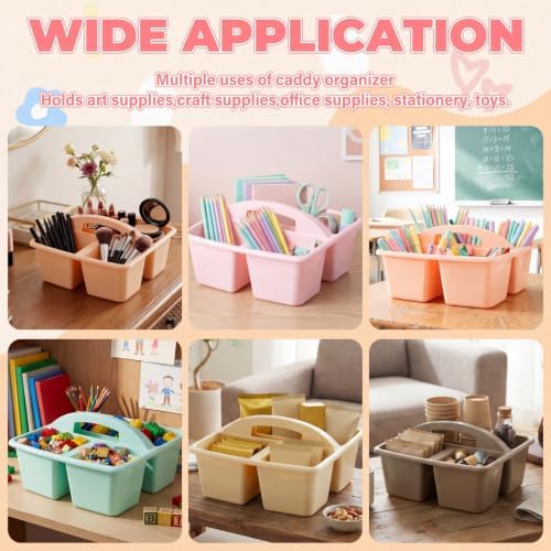 Kathfly 6 Pack Classroom Caddy Organizer with Handle Bulk, Morandi Color