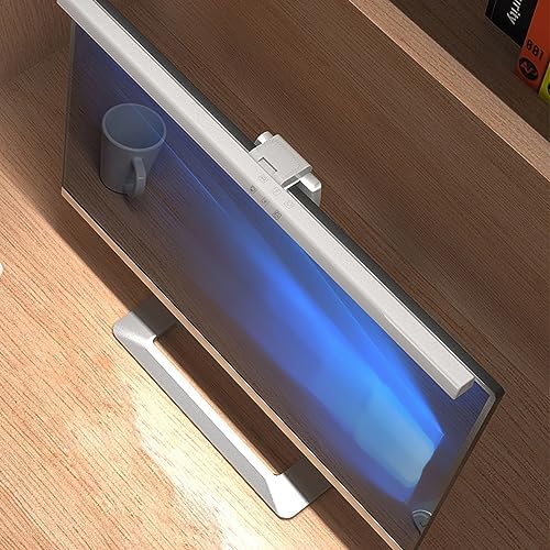 Pomya LED Computer Monitor Lamp, Computer Monitor Light Bar 3 Color Temperature ABS for Home (White)