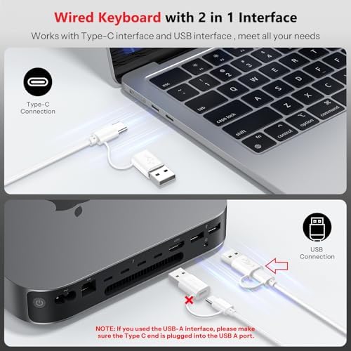 OMOTON Wired Keyboard and Mouse Combo for Mac(MacOS 11.3+),Easy Plug & Play