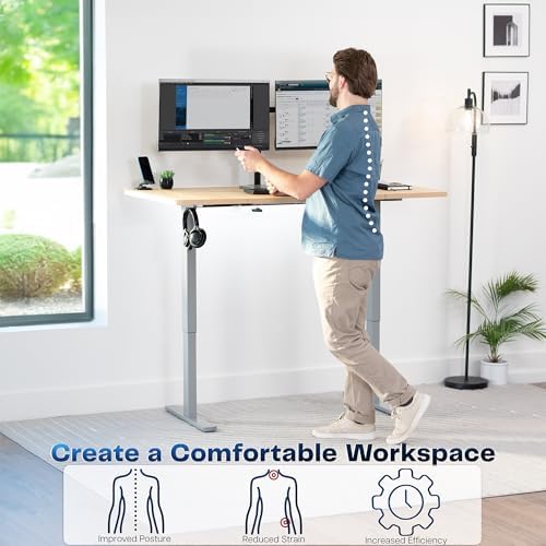 VIVO Light Wood 60 x 30 in Standing Desk, DESK-KIT-1G6C-30