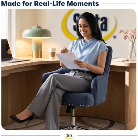 Serta Home Office Desk Chair with Low Padded Arms, Vanity Chair for Bedroom