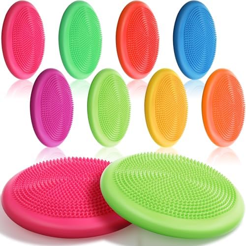 Libima 8 Pcs Wiggle Seat for Sensory Kids Flexible Wobble Cushion Non Slip Balance Disc for Adults Core Strength Physical Exercise Improve Posture School Home Office