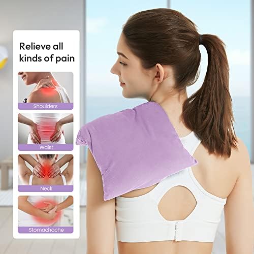 Microwave Heating Pad 8 * 12" Microwave Bean Bag Heating Pad for Neck and Shoulders, Moist Heat Pack Pillow Warm Compress for Knee, Muscles, Joints, Abdomen - Light Purple