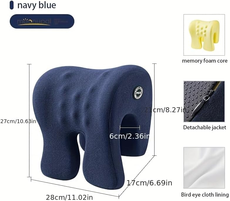 Multifunctional Headrest, Office Chair Neck Pillow, Ergonomic Memory Foam Desk Pillow, Office Chair Headrest Accessory, Universal Neck Support Pillow for Car, Office and Gaming Use (Navy Blue)