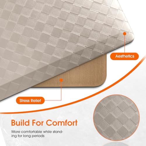 TranquilRelax 4/5 Inch Cushioned Anti Fatigue Kitchen Mats for Floor, Taupe
