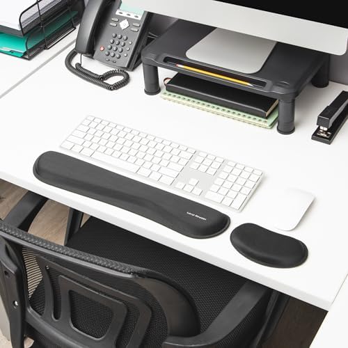 Mind Reader Ergonomic Keyboard and Mouse Wrist Rest Sets, Gaming Accessory, Memory Foam, 16.75" L x 3" W x 0.75" H, 6 pcs, Black