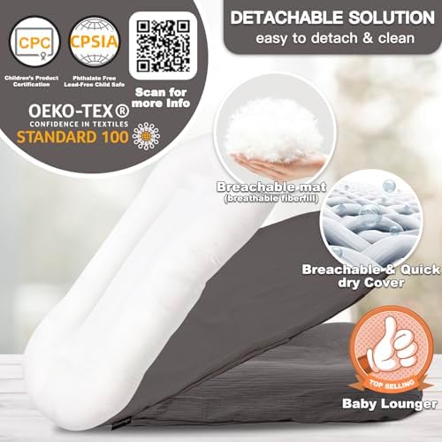 Baby Lounger Newborn 0-24 Months, Home and Travel Infant Cushion-Grey