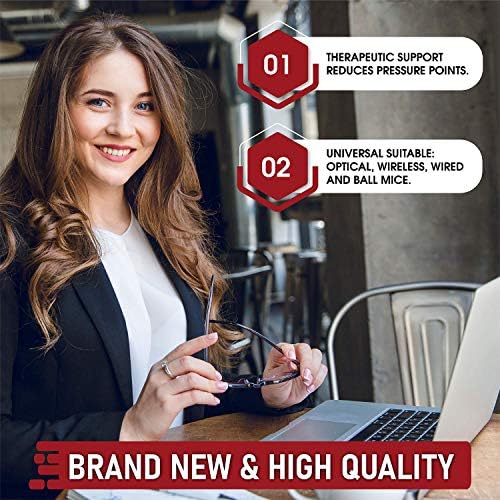 Ergonomic Mouse Pad with Wrist Rest, Gel Wrist Support Mousepad, Pain Relief Laptop Computer Mouse Pad, Non-Slip Mouse Pads for Home & Office (Red, Regular)