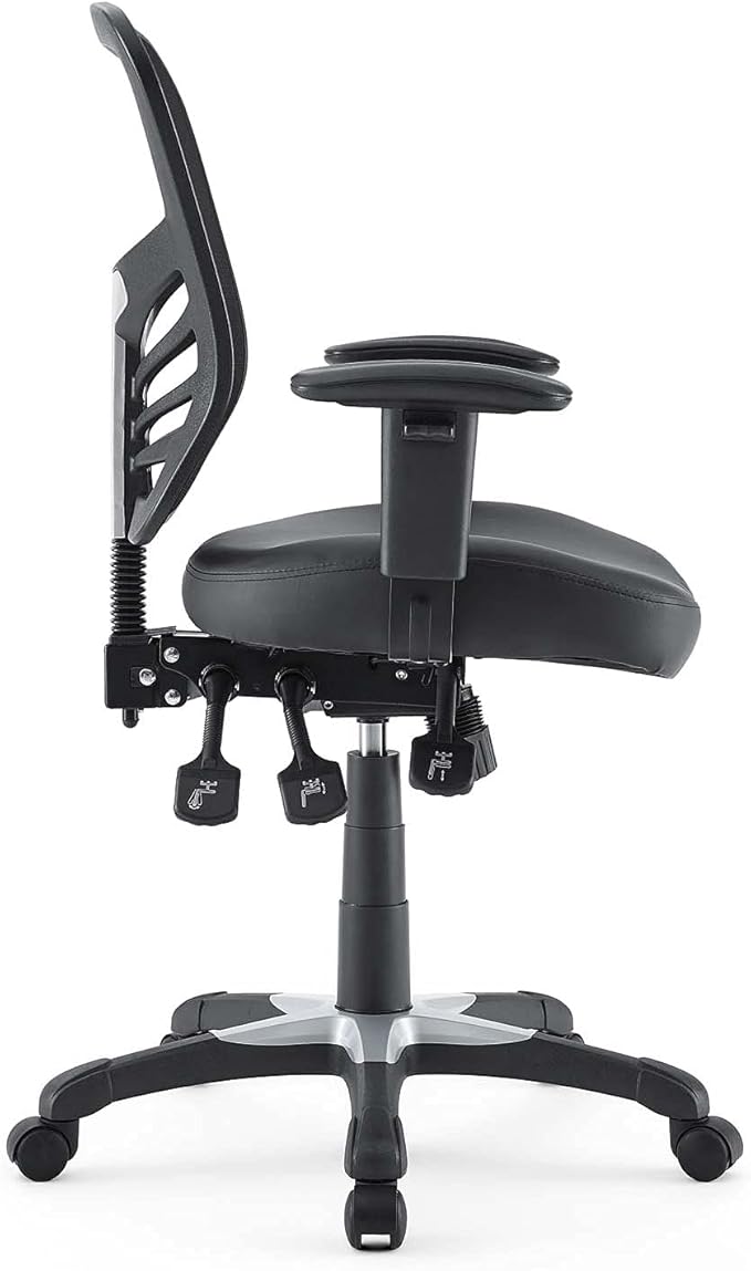 Modway Articulate Mesh Office Chair with Fully Adjustable Vegan Leather Seat In Black