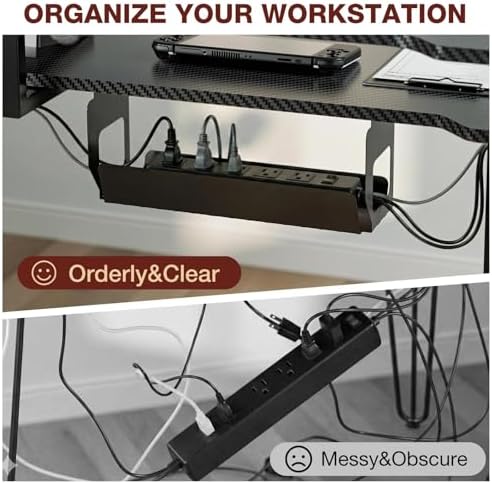 Acrolix 59" L Shaped Standing Desk with Shelves Keyboard Tray,Black Carbon
