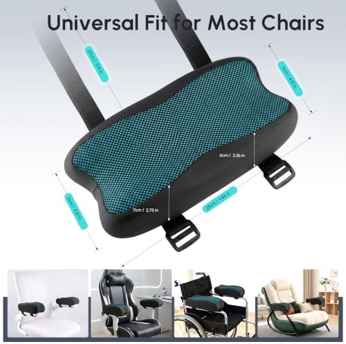 Office Chair Arm Pads, Gel Memory Armrest Pads, Set of 2 Mesh