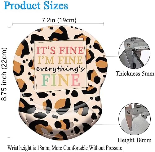 Mouse Pad, Ergonomic Mouse Pad with Wrist Support Pain Relief Comfort Wrist Rest Pad with Non-Slip PU Base for Gaming, Home, Office & Travel, It's Fine I'm Fine Everything's Fine