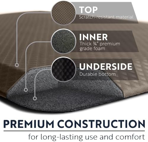 KANGAROO Cushioned Anti Fatigue Kitchen Mats for Floor, 20x58 Cappuccino