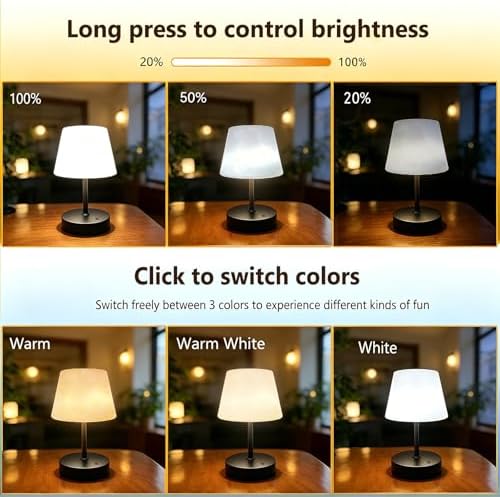 DOLADY Shower Lamp Waterproof, 4000mAh Battery Cordless Table Lamp (Black)