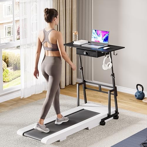 Adjustable Height Standing Desk with Drawer, Rolling Sit to Stand Up Desk