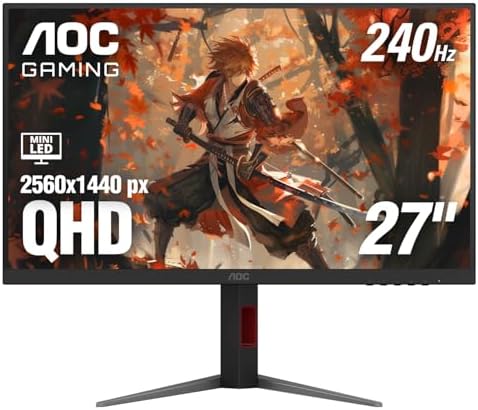AOC 27 Inch Gaming Monitor QHD 240Hz Mini-LED HDR1000, Q27G4ZMN