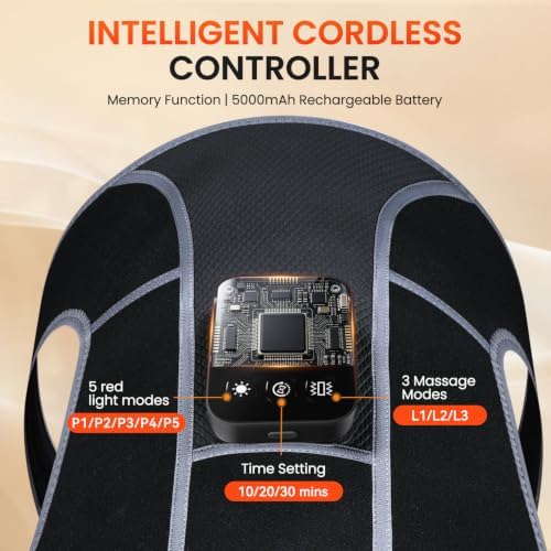 Cordless Red Light Therapy Shoulder Wrap with Vibration Massage, 100-LEDs