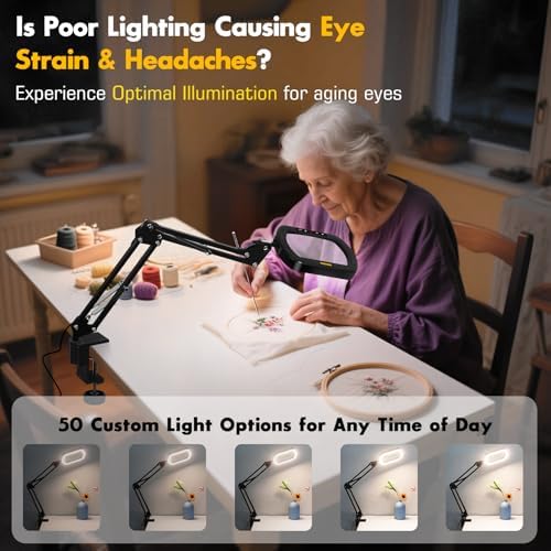 Magnifying Glass with Light Square Magnifier Desk Lamp 10X