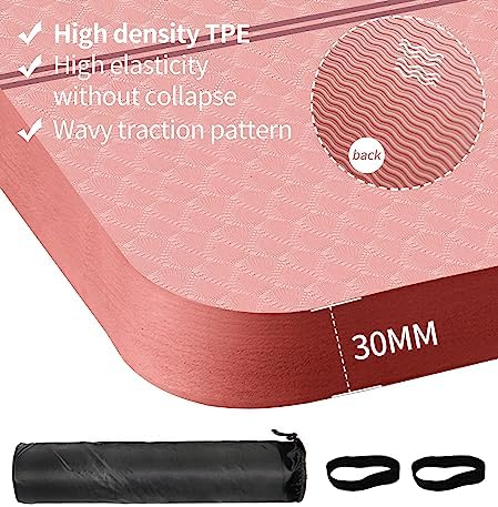 nuveti Large Exercise Mat - 15mm/20mm/30mm Thick Yoga Mat | Workout Mat for Fitness, Yoga, Pilates, Stretching & Floor Exercises for Women & Men with Free Carrying Bag