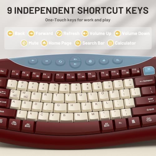 Wireless Keyboard and Mouse Combo Silent Ergonomic Curved Design for Office