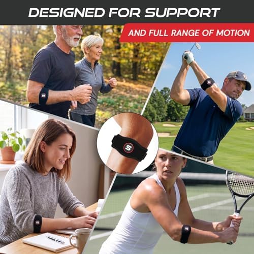 Sleeve Stars Tennis Elbow Brace for Men & Women, Fits 9"-23" (Pair/Black)