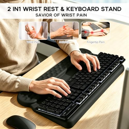 Wrist Rest with Keyboard Stand,Ergonomic Memory Foam Wrist Support