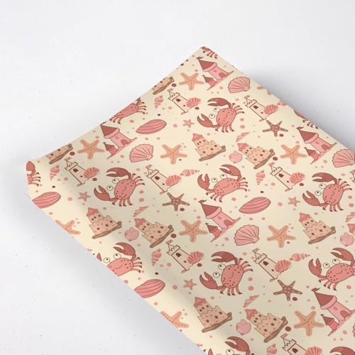 Cartoon Beach Theme Crabs Starfish Sandcastle Pattern Baby Changing Pad Cover, Unisex Ocean Sea Animals Nursery Diaper Changing Table Pad Mat Sheet for Boys Girls-16x32