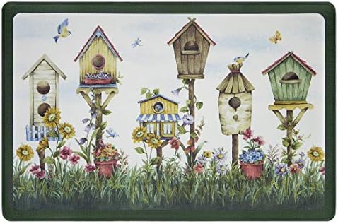 PowerSellerUSA Printed Anti Fatigue Mat, Non Slip Printed Textured Comfort Standing Floor Mats for Living, Dining Room, Bedroom, Kitchen, Office, Work (18x30 in., Birdhouse)