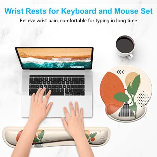 Dapesuom Keyboard Wrist Rest and Mouse Pad with Wrist Support, Memory Foam Cushion for Keyboard and Mouse Set, Ergonomic Desktop Pad Rests with Non Slip Base for Easy Typing & Pain Relief, Painting